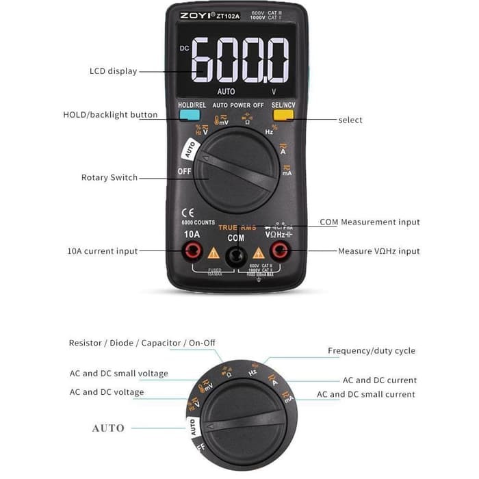 ZOYI ZT102A Upgrade Auto Multimeter Digital Avometer Multitester NCV Original Protect