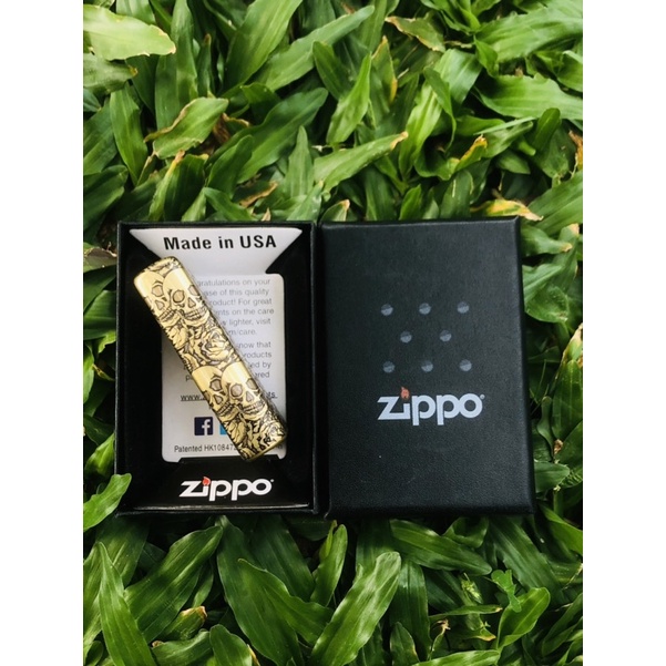 COD- Zippo Motif Grafir Zippo Motif SKULL GOLD 5 Slide Zippo Motif Premium Rolisstore