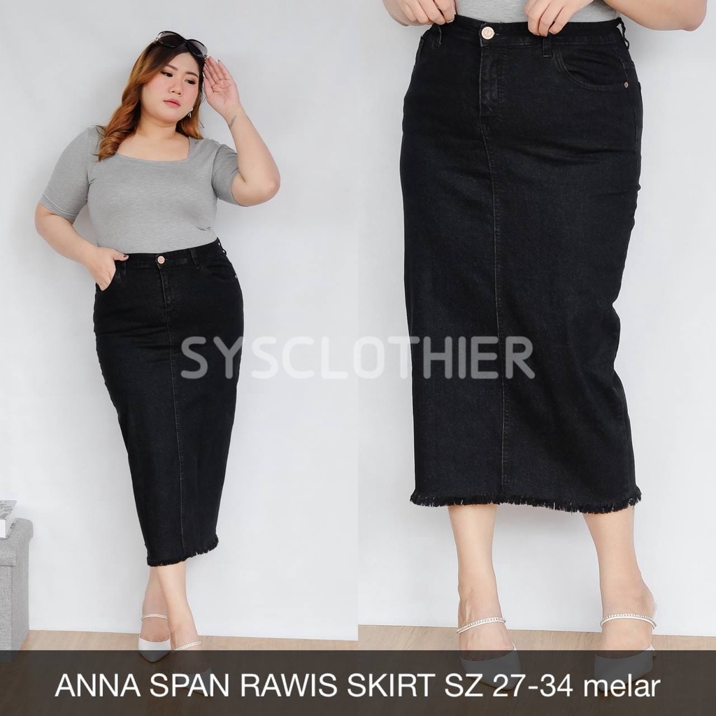 ROK JEANS WANITA ANNA SPAN RAWIS SKIRT