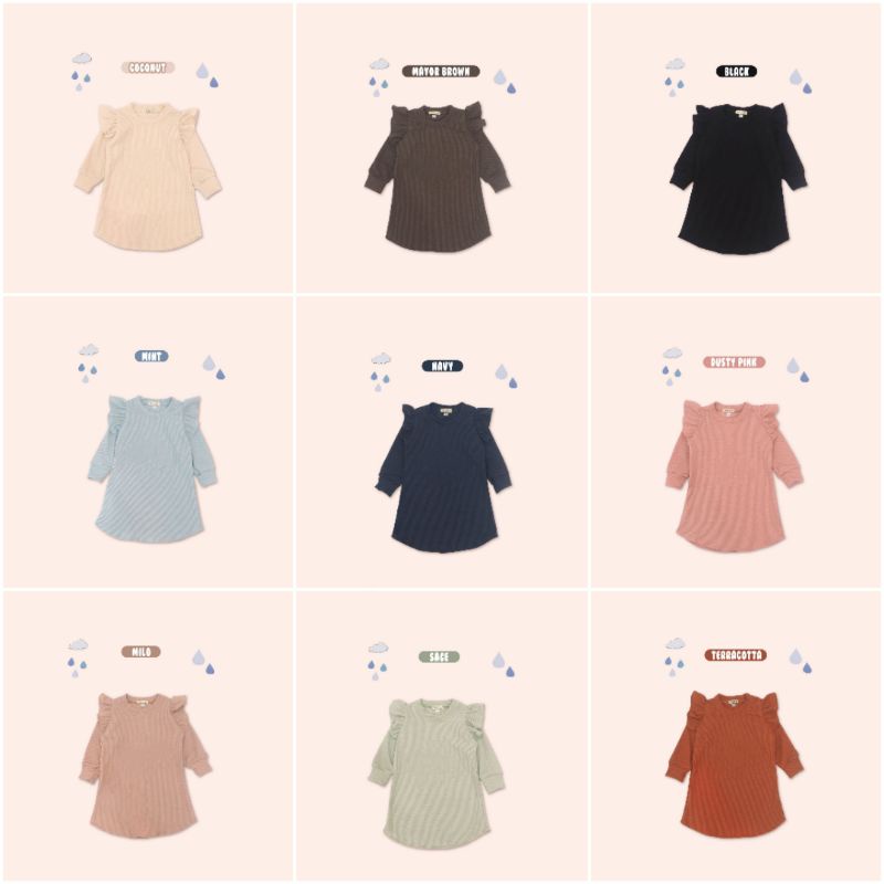 Baju Dress Anak Perempuan Ruffle Bahan Waffle Uniqlo