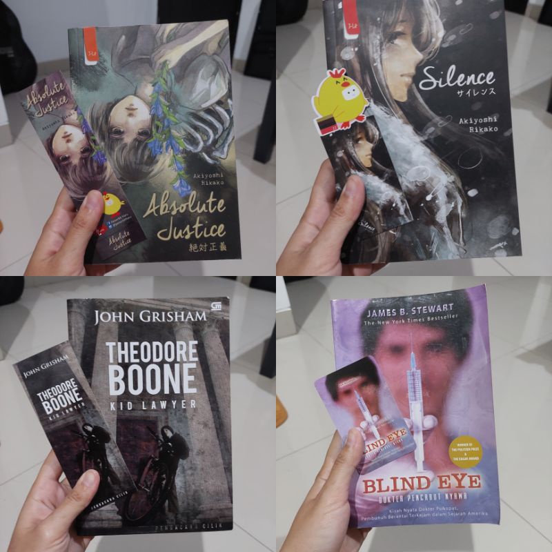 buku novel preloved akiyoshi rikako, theodore boone, blind eye, the dusty sneakers, train man, stude