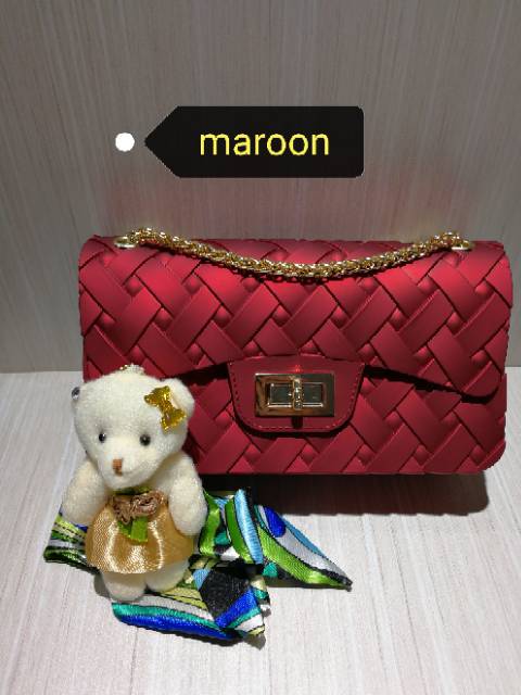 Tas jelly matte anyam tikar size 22 jelly bag classic chevron anyam