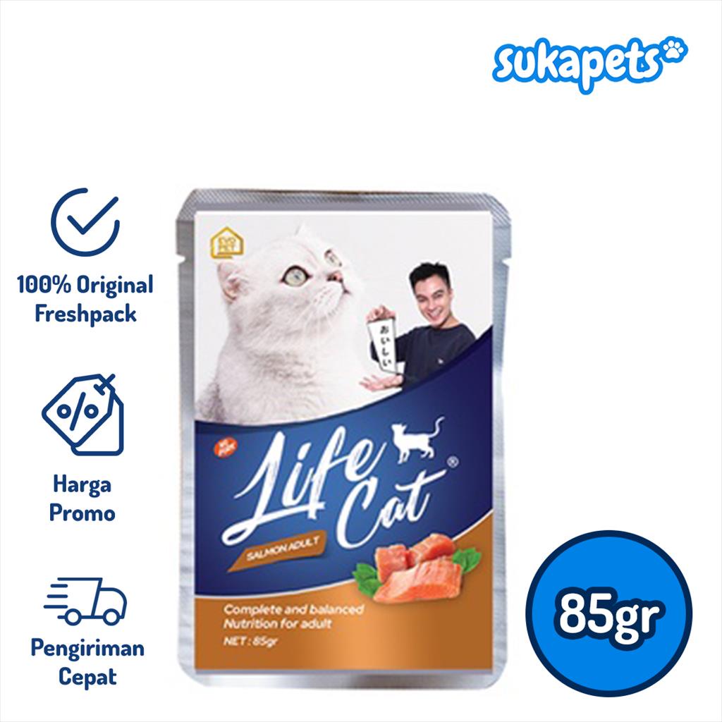 Life Cat Pouch Adult Salmon Makanan Kucing Basah 85gr