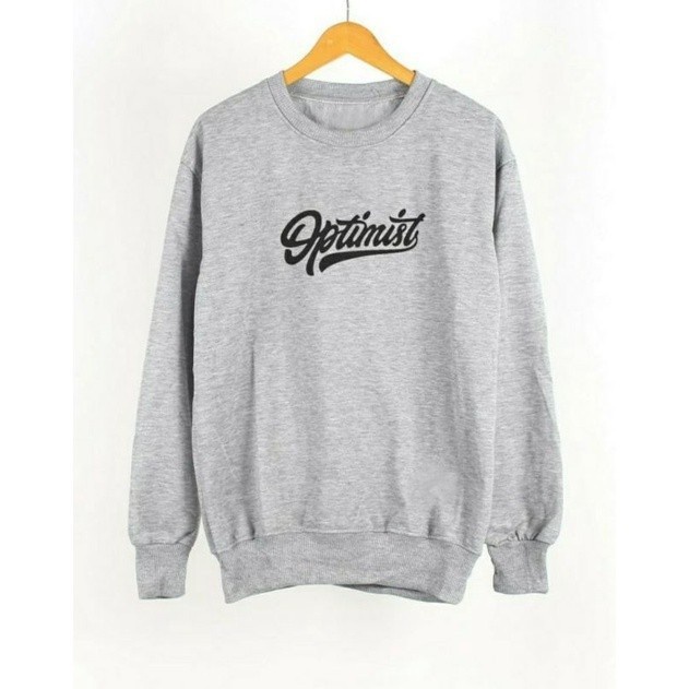 Crewneck Sweater Oblong Optimis Abu muda Terbaru Original Unisex Pria dan Wanita