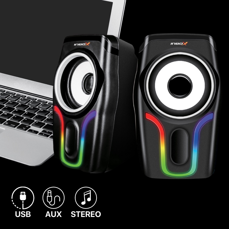 Speaker Laptop/Komputer 2.0 Gaming Magnio RGB LED Light &amp; Switch Volume Control GS-05 - XOBOX