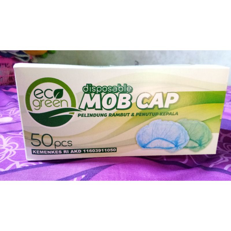 MOB CAP DISPOSABLE ECO GREEN / NURSE CAPS / PELINDUNG KEPALA / PENUTUP KEPALA