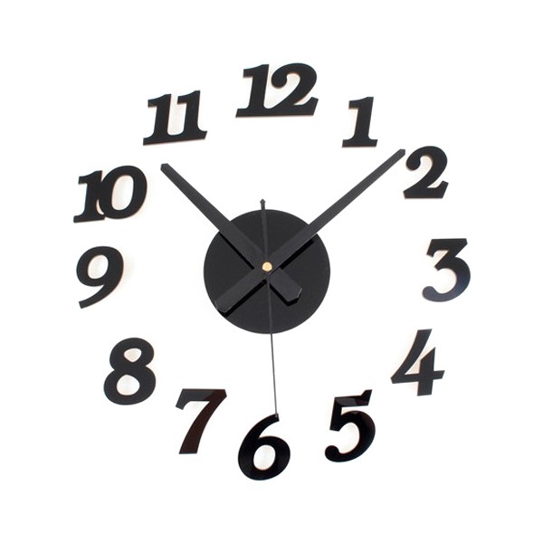 Jam Dinding DIY Giant Wall Clock Quartz Creative Design 30-50cm - DIY-03 - Black