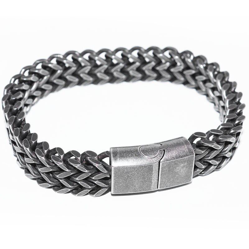 Gelang Magnetik Bahan Stainless Steel Gaya Retro Untuk Pria