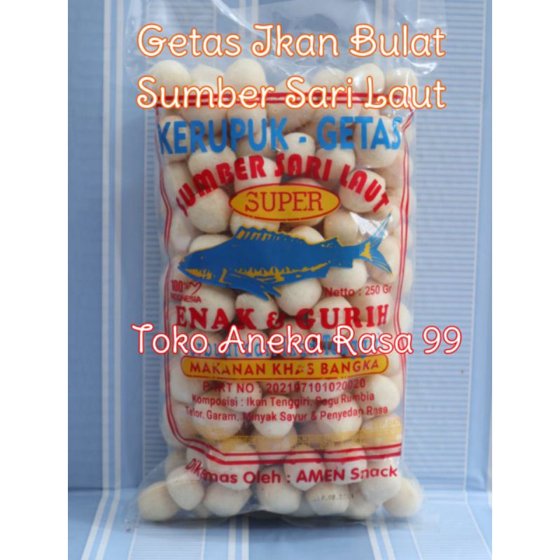 

Getas Tenggiri Cap Sumber Sari Laut Bulat ( Kerupuk / Kemplang / Getas Makanan Snack Khas Bangka)