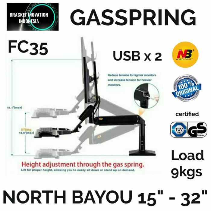 North Bayou NB FC35 Sit stand Work station 15 24 27 32 35 inch Monitor