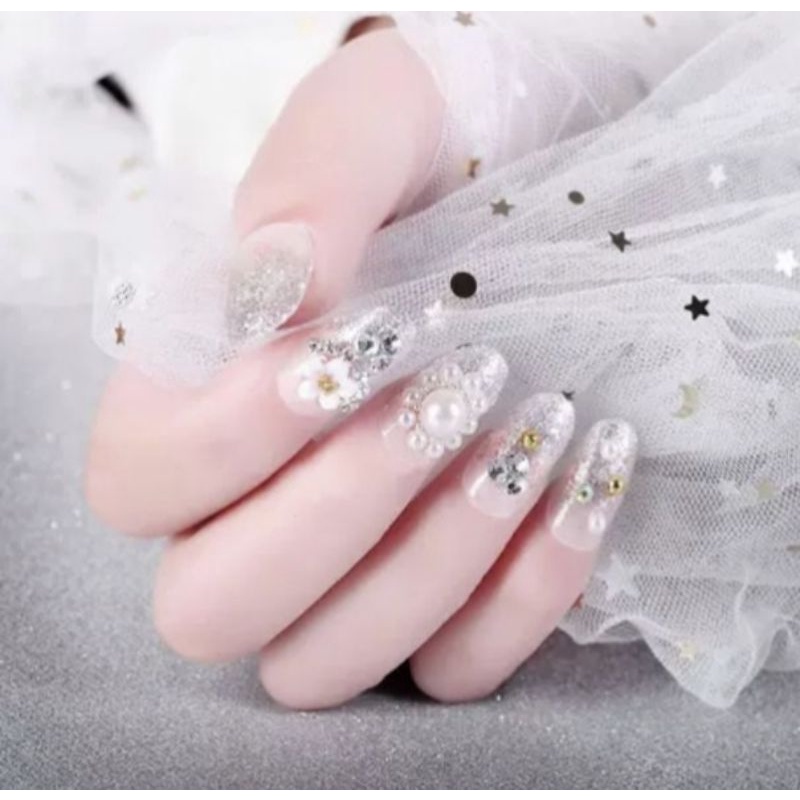 Kuku Palsu 3D/ Nail Art/ untuk Pengantin/isi 24pcs Fake Nails for Bride