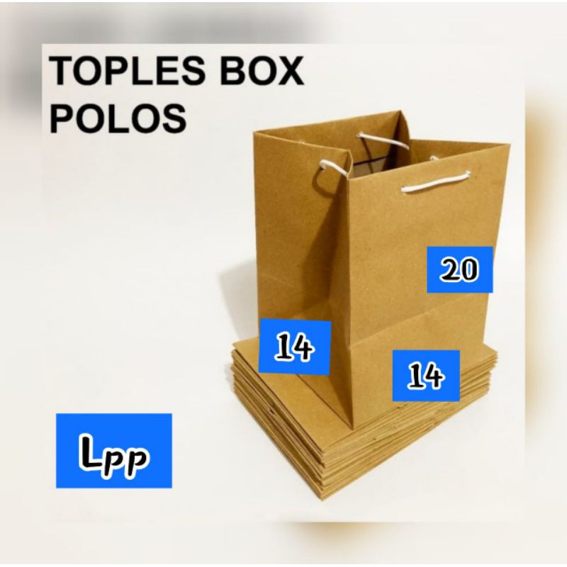 

[ 150 gsm ] Paper Bag / Tas Kantong Kertas Kraft Coklat Polos Kotak uk 14 x 14 x 20 cm.