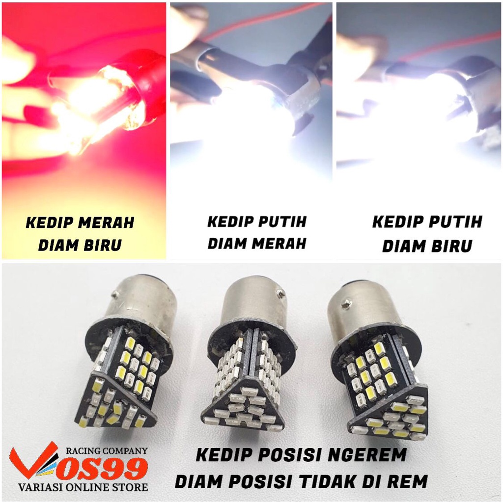 LAMPU STOP REM SEGITIGA 48 MATA LED NYALA 2 WARNA 12 V AC/DC BISA UNTUK MOBIL MOTOR