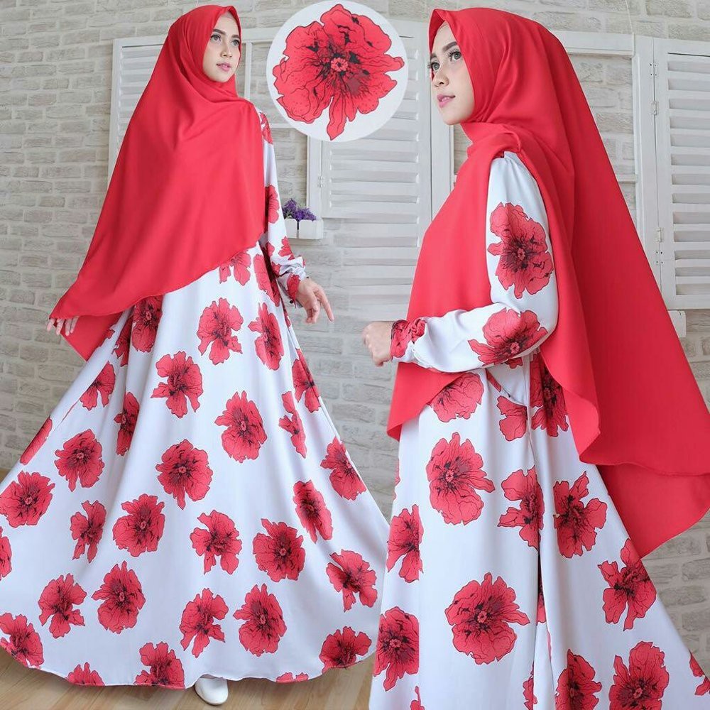 Unik BAJU GAMIS WANITA SARITA BERGO SYARI UKURAN JUMBO BIG SIZE XXL WARNA MERAH Limited