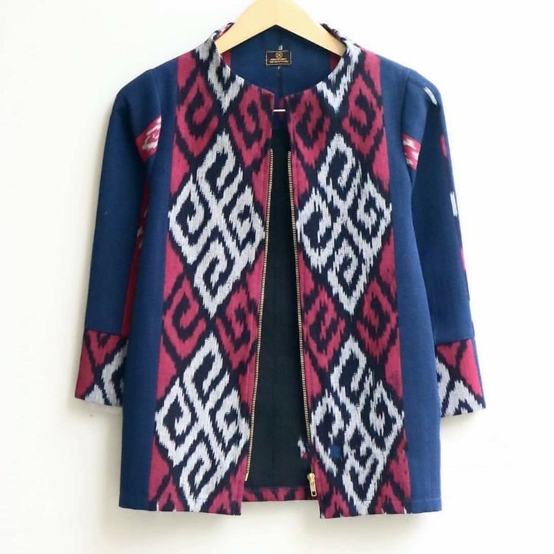 Blazer tenun jepara baju tenun etnik outer wanita outer tenun atasan blouse wanita BTB 6