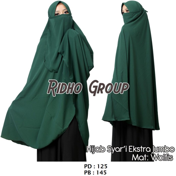 khimar extra jumbo cadar tali bahan wolfis non pad / syria