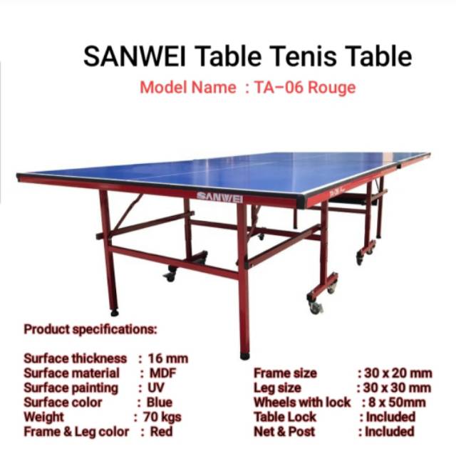 SANWEI TA 06. MEJA PINGPONG / TENIS MEJA. ORIGINAL. IMPORT