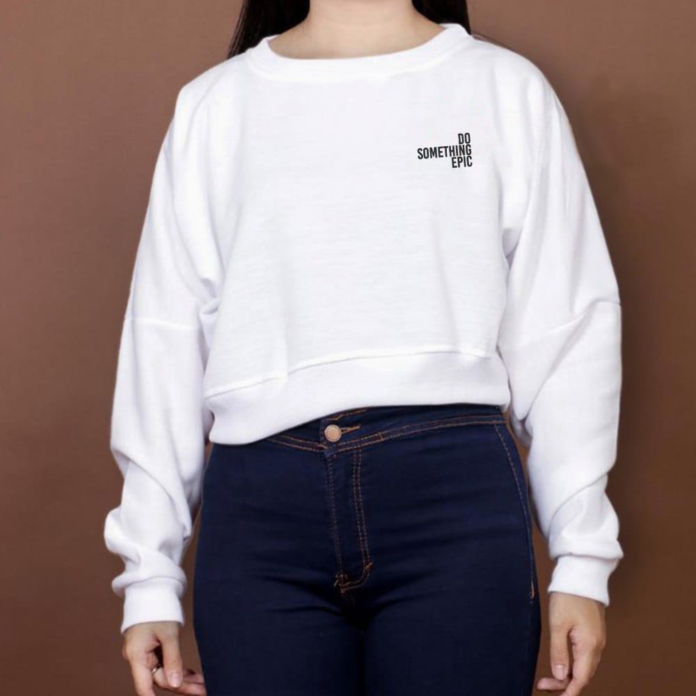 DO SOMETHING EPIC BORDIR CROP OVERSIZE SWEATER WANITA - CREWNECK KEKINIAN PREMIUM