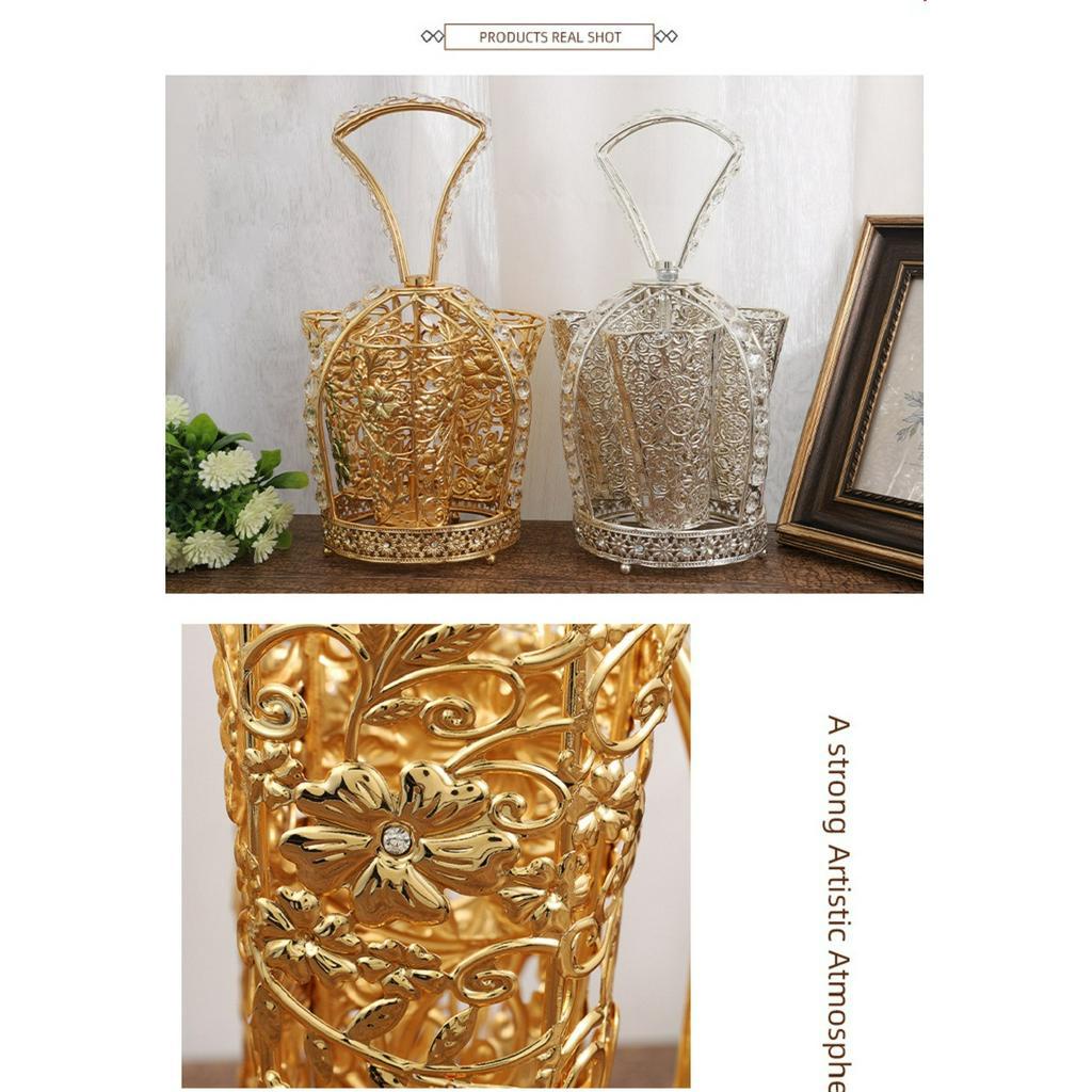 Mi.more Tempat Sendok Gold 3 Grids / Metal Hollow Chopsticks Holder / Multi Storage