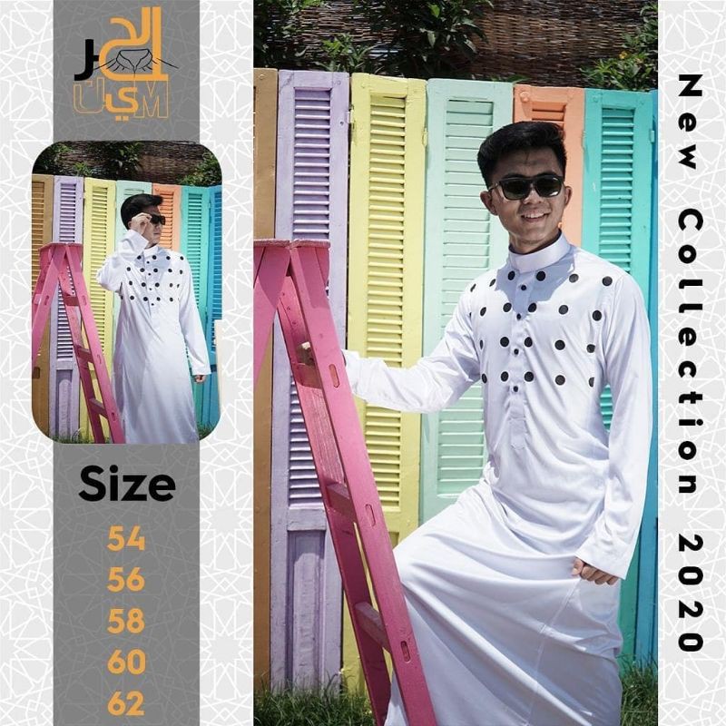 JUBAH AL HARAMAIN GAMIS PRIA AL HARAMAIN JUBAH POLKADOT 100% ORIGINAL IMPORT MESIR LENGAN PANJANG PO