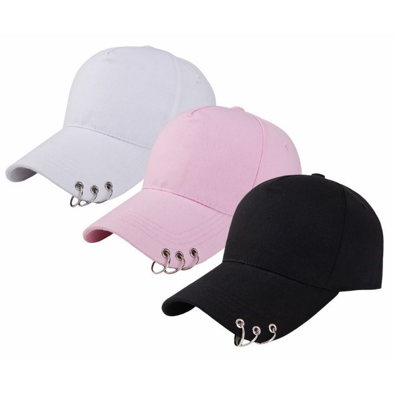 topi baseball ring besi/ topi Korean/topi anting rantai K-pop unisex kualitas