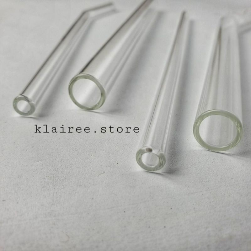 GLASS STRAW/ SEDOTAN KACA BOBA - CLEAR (BENT) 20cm DIAMETER BESAR