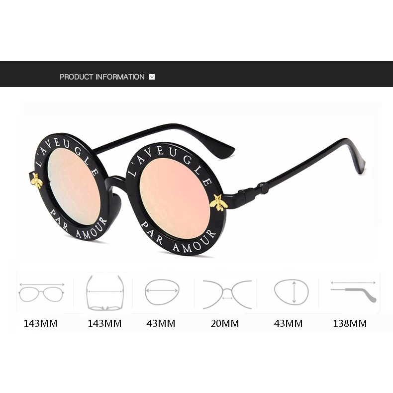 Kacamata Hitam Pria / Wanita Model Retro Bulat Motif Tulisan Inggris