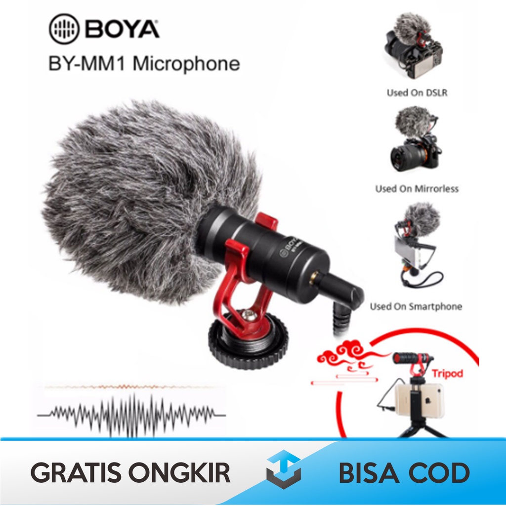 MICROPHONE VLOGGING BY BOYA SHOTGUN BY-MM1 MIC FOR DSLR SMARTPHONE ORI