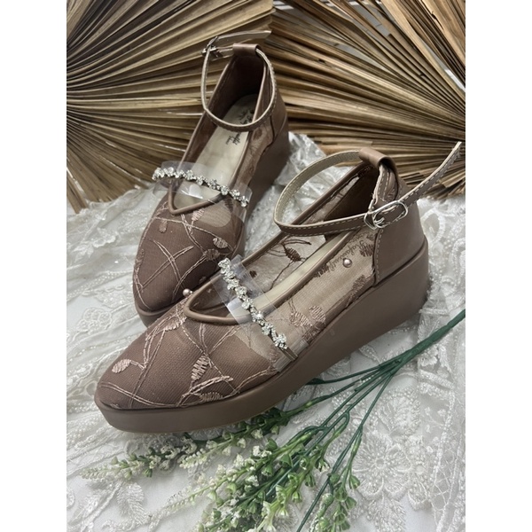 sepatu wedges wedding rafaizoutfit  mocca 5cm