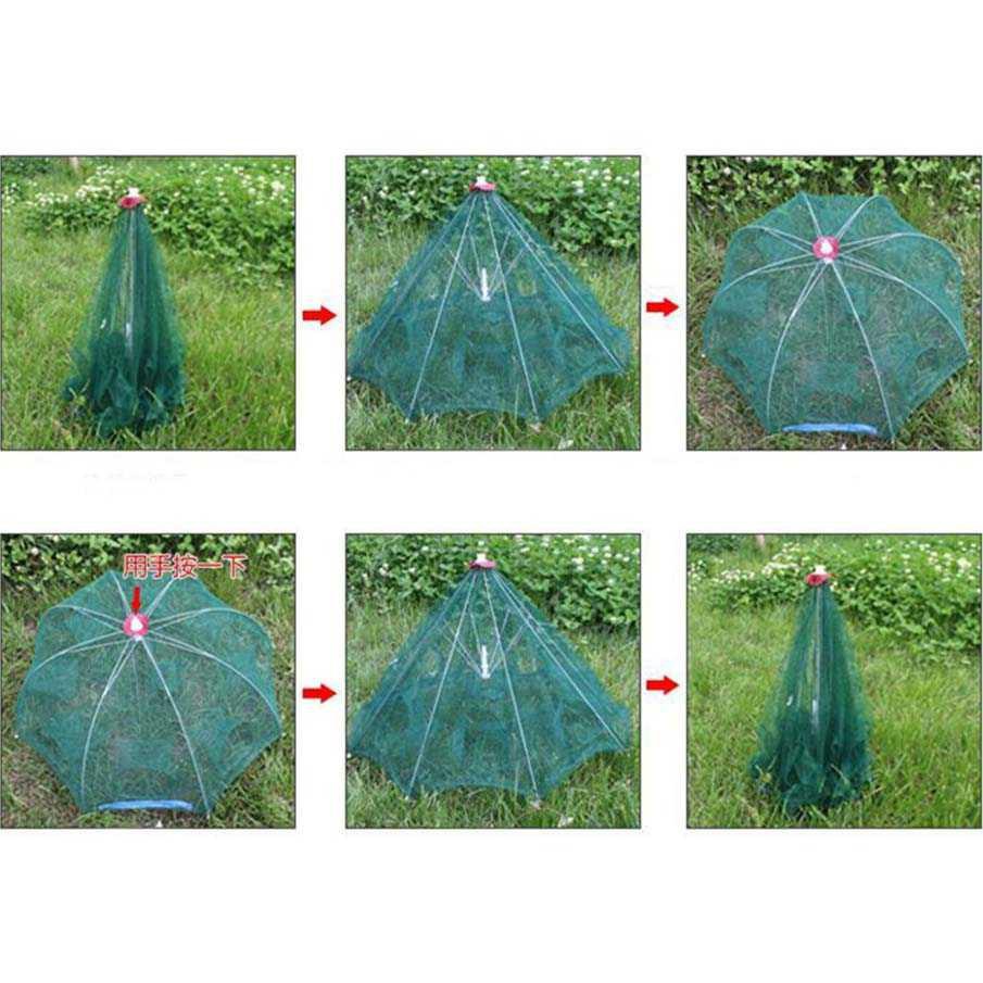 Jaring Pancing Ikan Udang Automatic Fold Umbrella Fishing Net 16 Holes [Multi Warna]