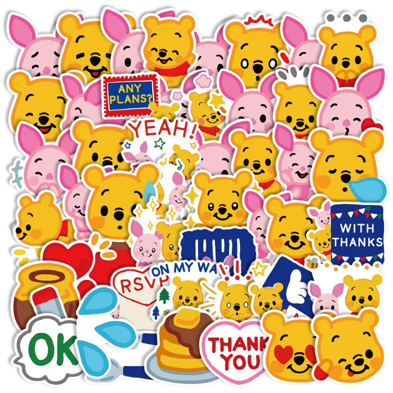 Baru Pooh Bear Stiker kartun ponsel case Jurnal bahan air lucu kaca PVC Jurnal stiker Xiao Zhang