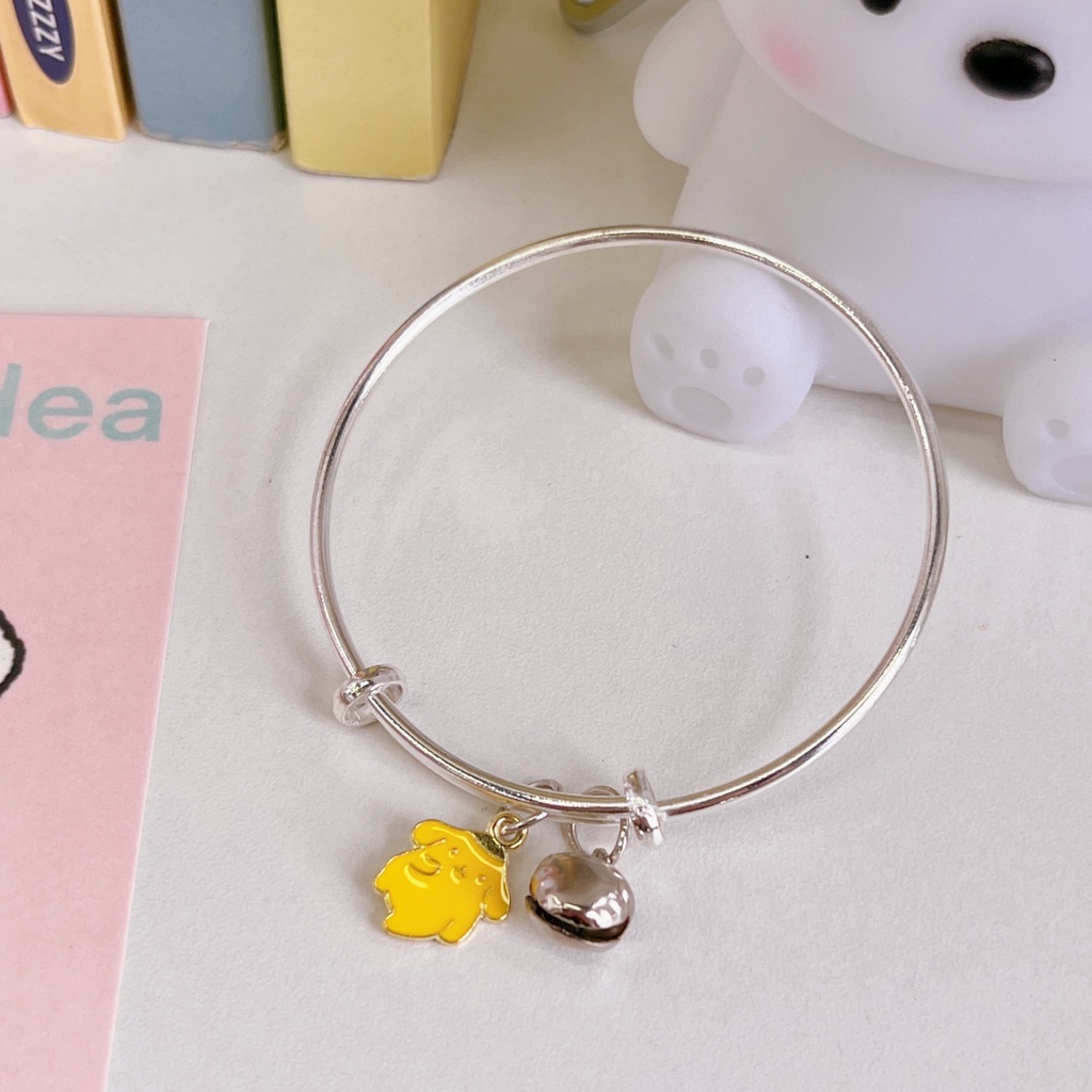 Gelang Bangle Alloy Lapis Silver Dengan Liontin Bentuk Anjing / Kelinci Untuk Wanita