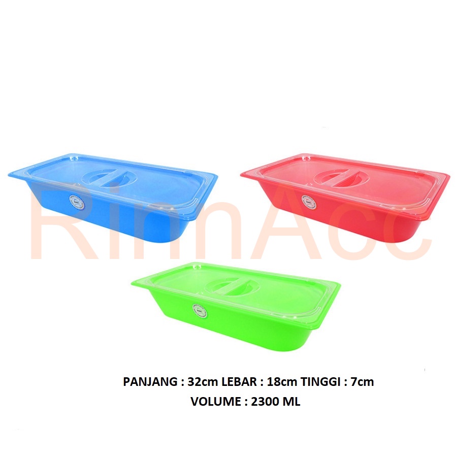 Tempat Sayur Prasmanan Hommy Segi Magenta - 2300ml Food Grade / Sealware / Wadah Saji Makanan / Basi Tutup / Tempat Makanan