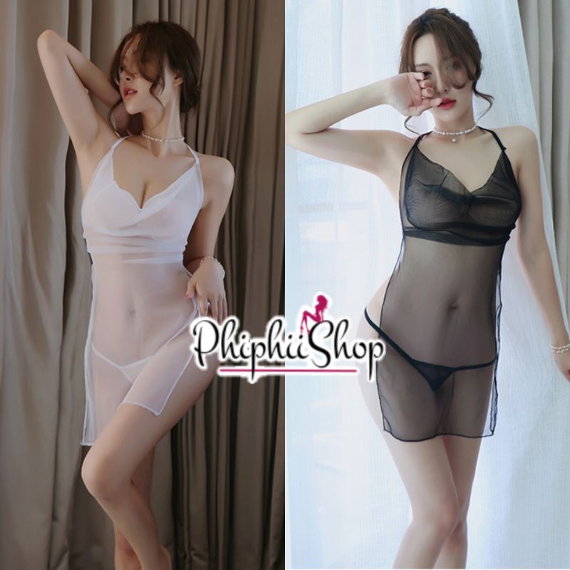 Sexy Mini Lingerie Dress Tali Belakang Transparan