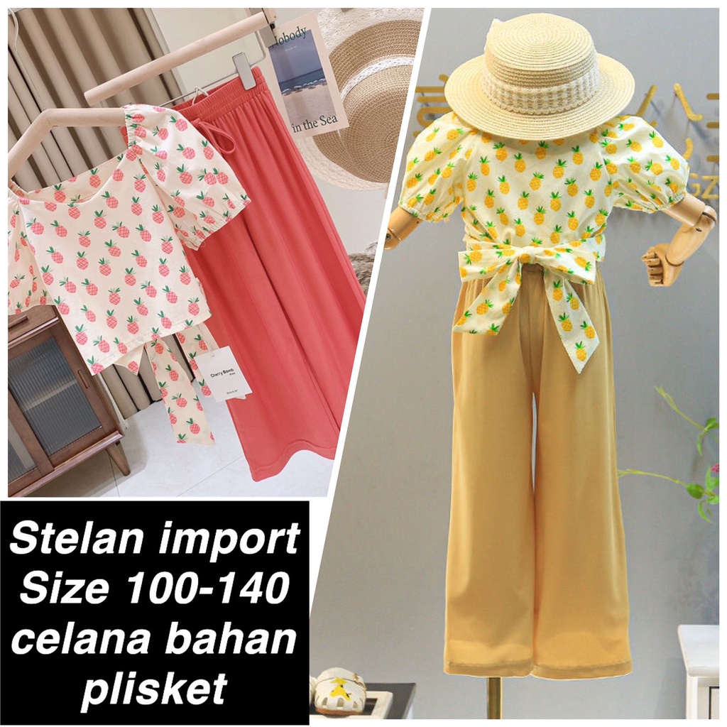 (LOLI-JKT) BS-188 STELAN ANAK CEWEK PINEAPPLE 2 WARNA SIZE 100-140