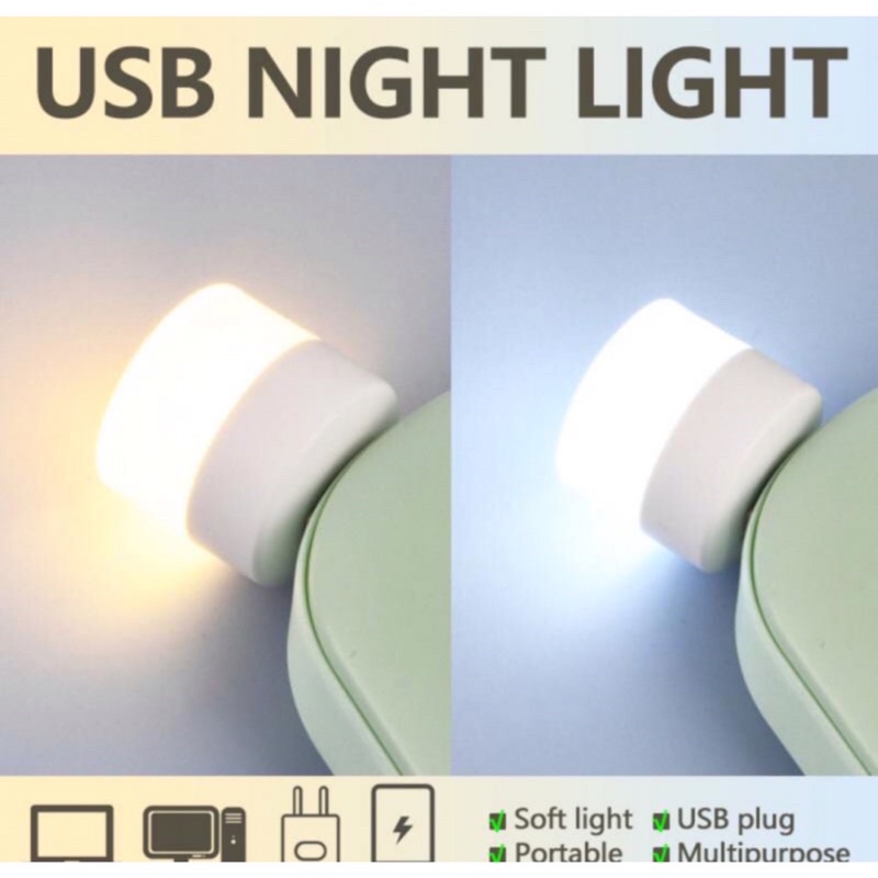 Lampu Mini LED USB Eye Lampu Tidur Mini Portable Travel Lampu Baca Kecil