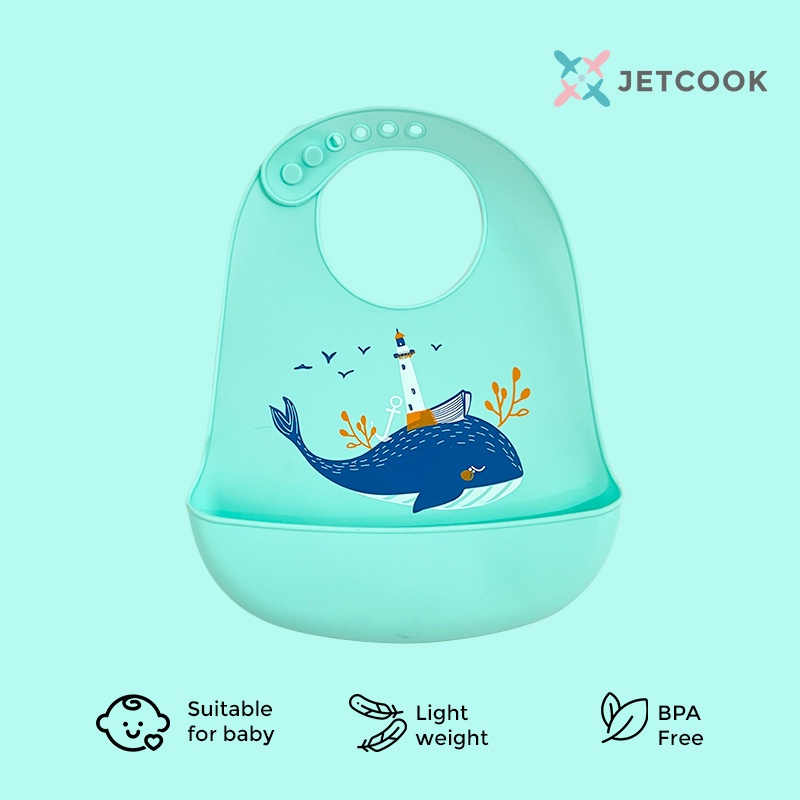 JetCook Baby Bib Premium Quality / Celemek Makan Bayi / Baby Bib Slaber Burb Bahan Tebal dengan Kantung Anti Tumpah BPA Free