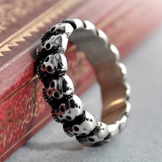 Cincin titanium tengkorak Pria Wanita cincin gothic punk tengkorak