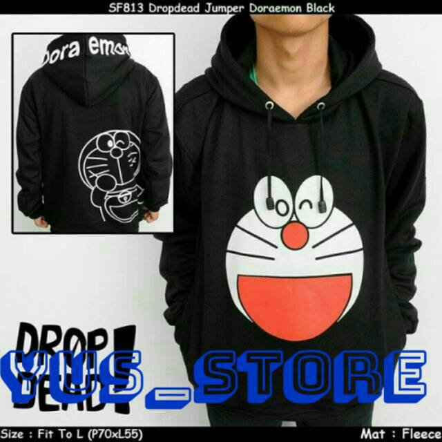 Jaket sweater dropdead hoodie zipper doraemon