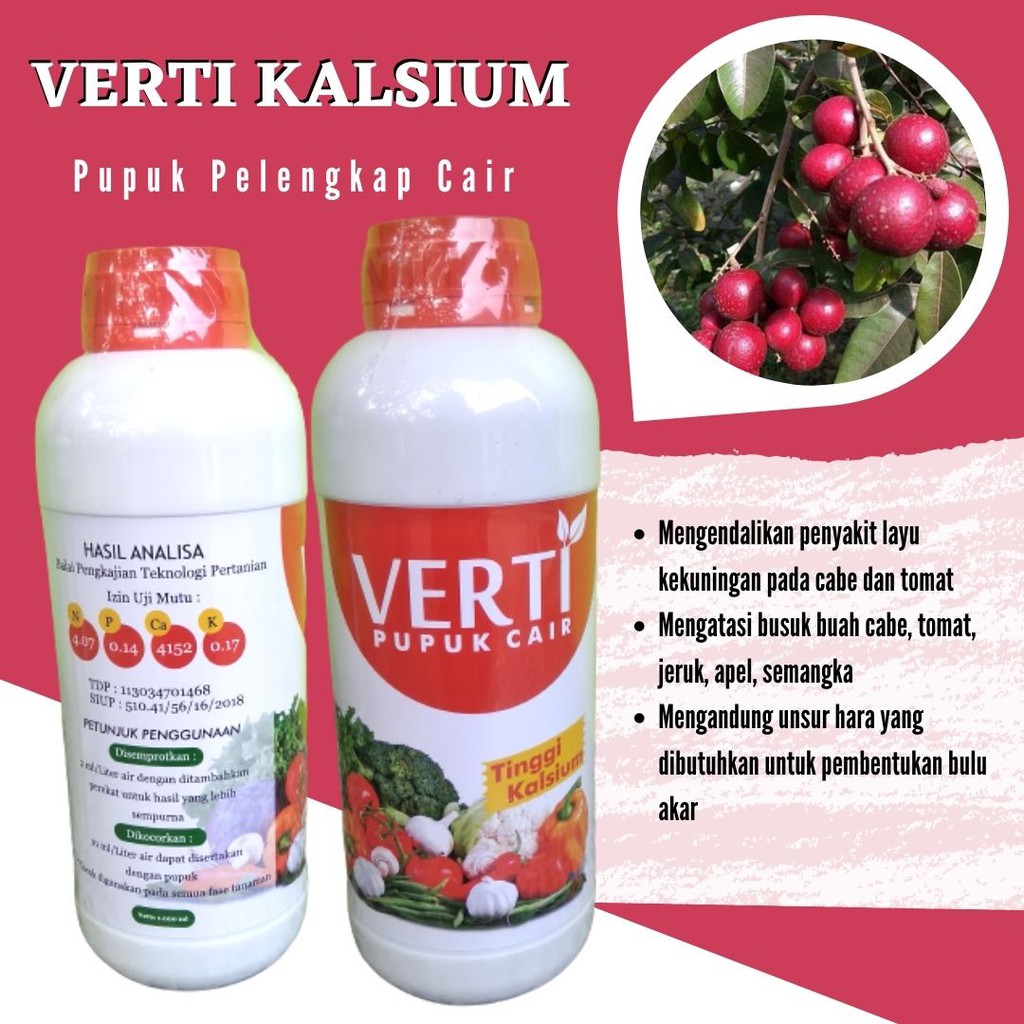 Kalsium Tanaman VERTI CALS Pupuk Buah Anti Rontok 1 Liter