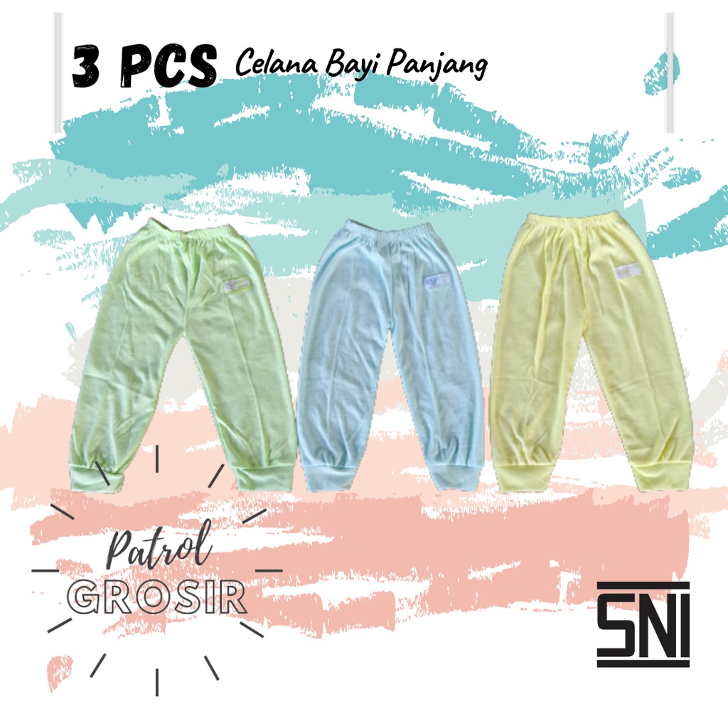 3 PCS Celana Bayi Panjang Polos | SNI | New Born