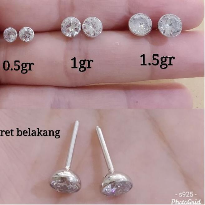 ✥ GIWANG/ANTING TUSUK MATA SATU PERAK S925 LAPIS MAS PUTIH ➮