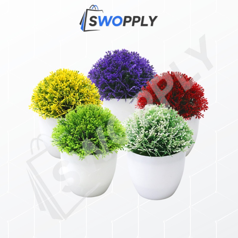 Swopply PT41 Pot Tanaman Hias Bunga Hias Plastik Ornamen Pot Bongsai Artificial Flower Decoration