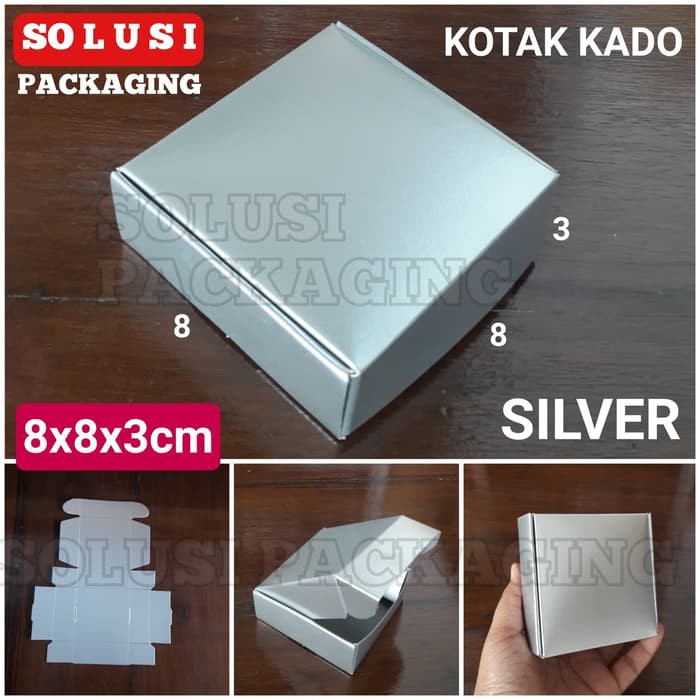 

ISI 36PCS KOTAK AKSESORIS 8X8 SILVER/BOX/TEMPAT SOUVENIR/PILLOW BOX/KOTAK KADO