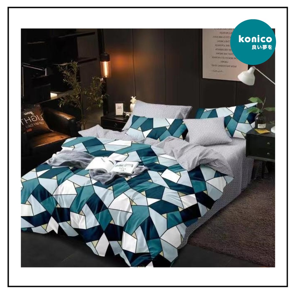KONICO Bahan Kain Sprei Bahan MIKROTEX Motif minimalis BGS BLUE TABUR ( kain meteran )