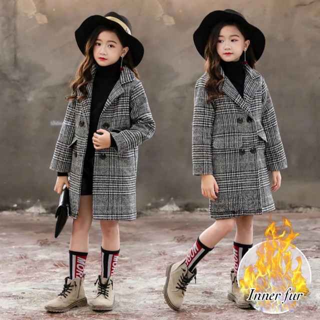 CHLOE Wool coat plaid for kids mantel anak cewek wol hangat jaket perempuan winter musim dingin