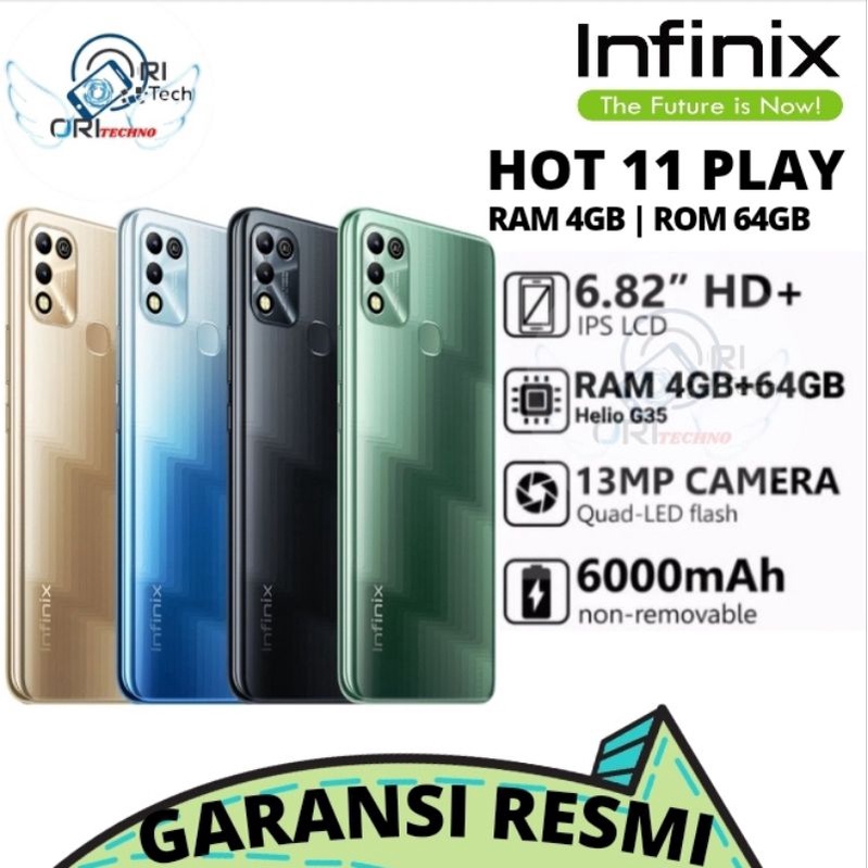 INFINIX HOT 11 PLAY | HOT 11s RAM 4/64GB | 6/128GB CAMERA 50MP BARU GARANSI RESMI 100% ORI-HOT 11 PLAY 4GB/64GB