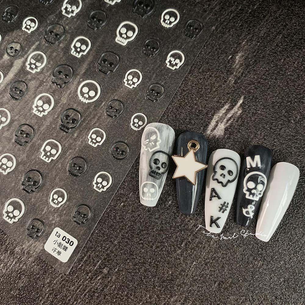 AUGUSTINA Agustina Stiker Nail Art Ultra-Tipis Relief Decal Perekat Tulang DIY Nail Art Tool