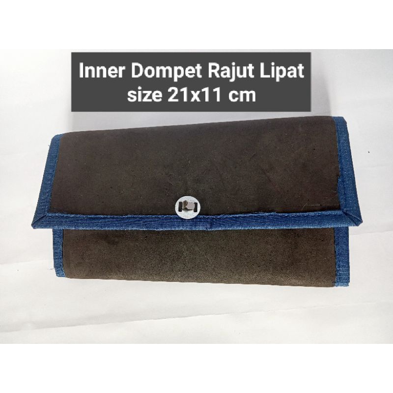 Inner Dompet Rajut Lipat + magnet size 20 x 11 cm || perlengkapan Craft Merajut Handmade