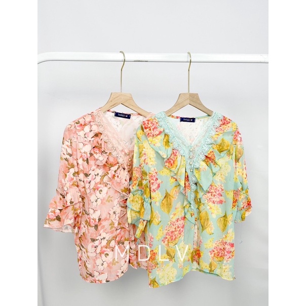 MDLV ~ 7292# Rheine Floral Top Chiffon Atasan Blouse Premium Fashion Import